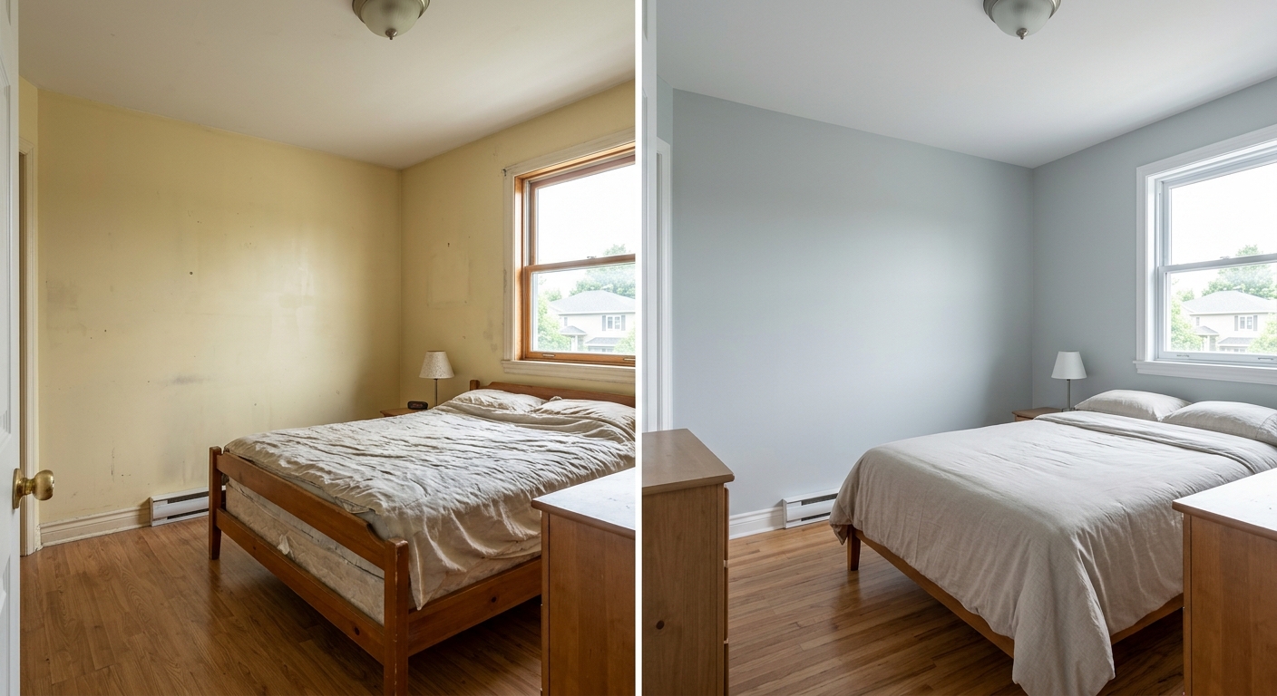 Peintres Repentigny chambre avant apres