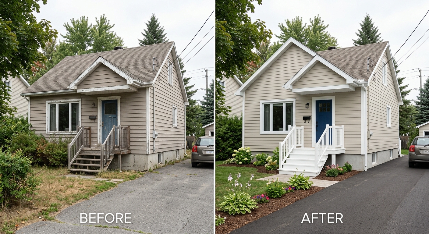 Peinture exterieure Terrebonne maison avant apres